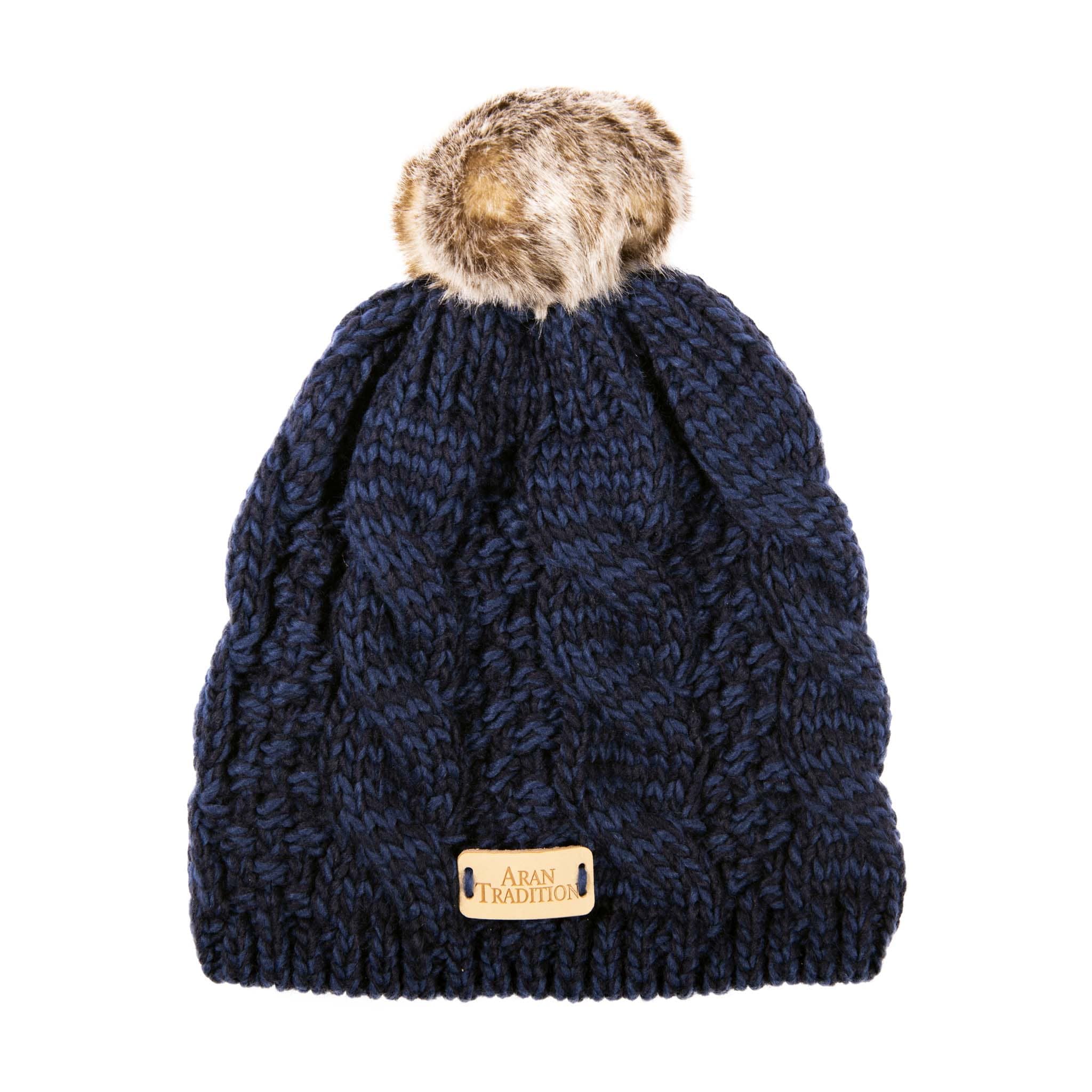 Shop the Stylish Aran Cable Tammy Hat with Faux Fur Trim
