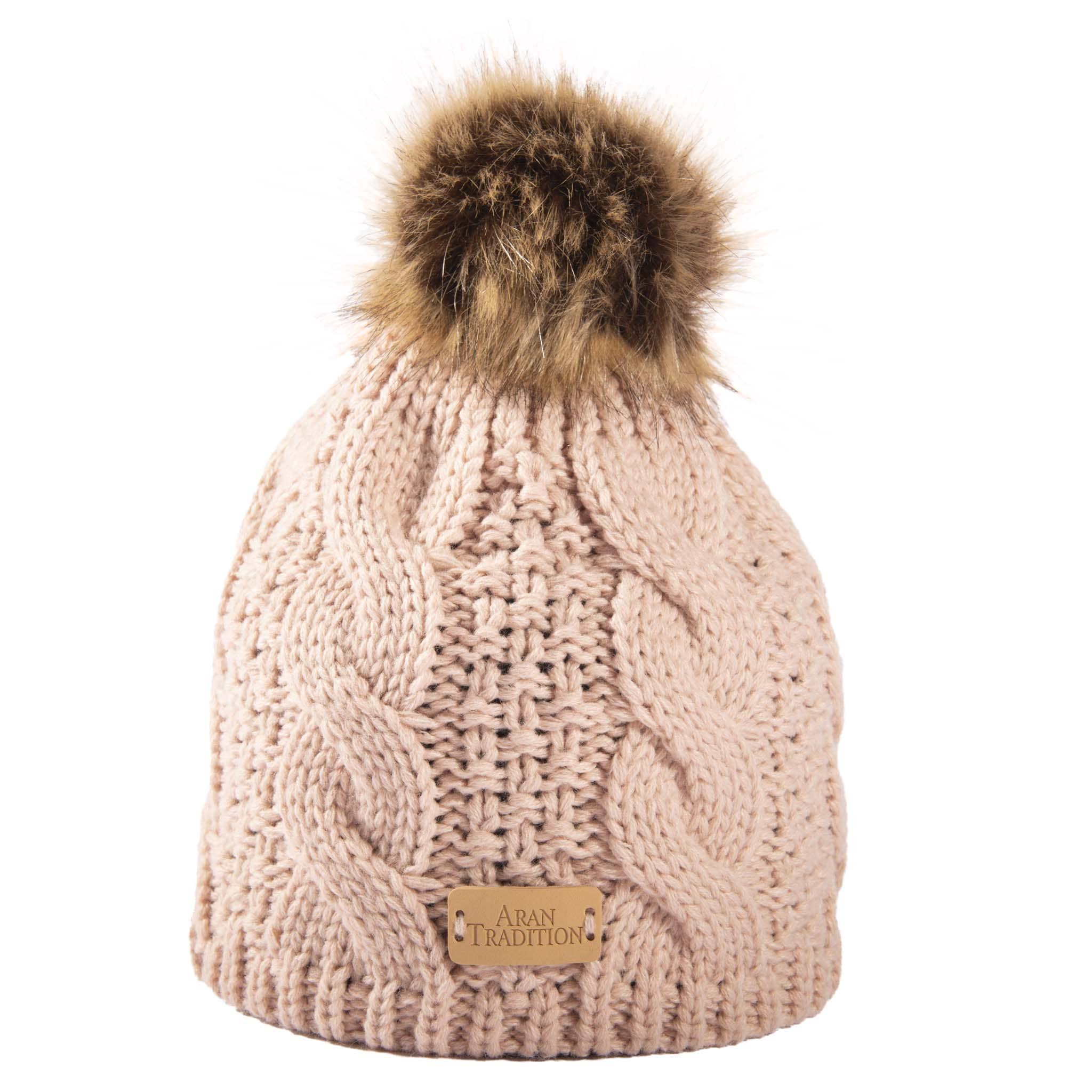 Shop the Stylish Aran Cable Tammy Hat with Faux Fur Trim