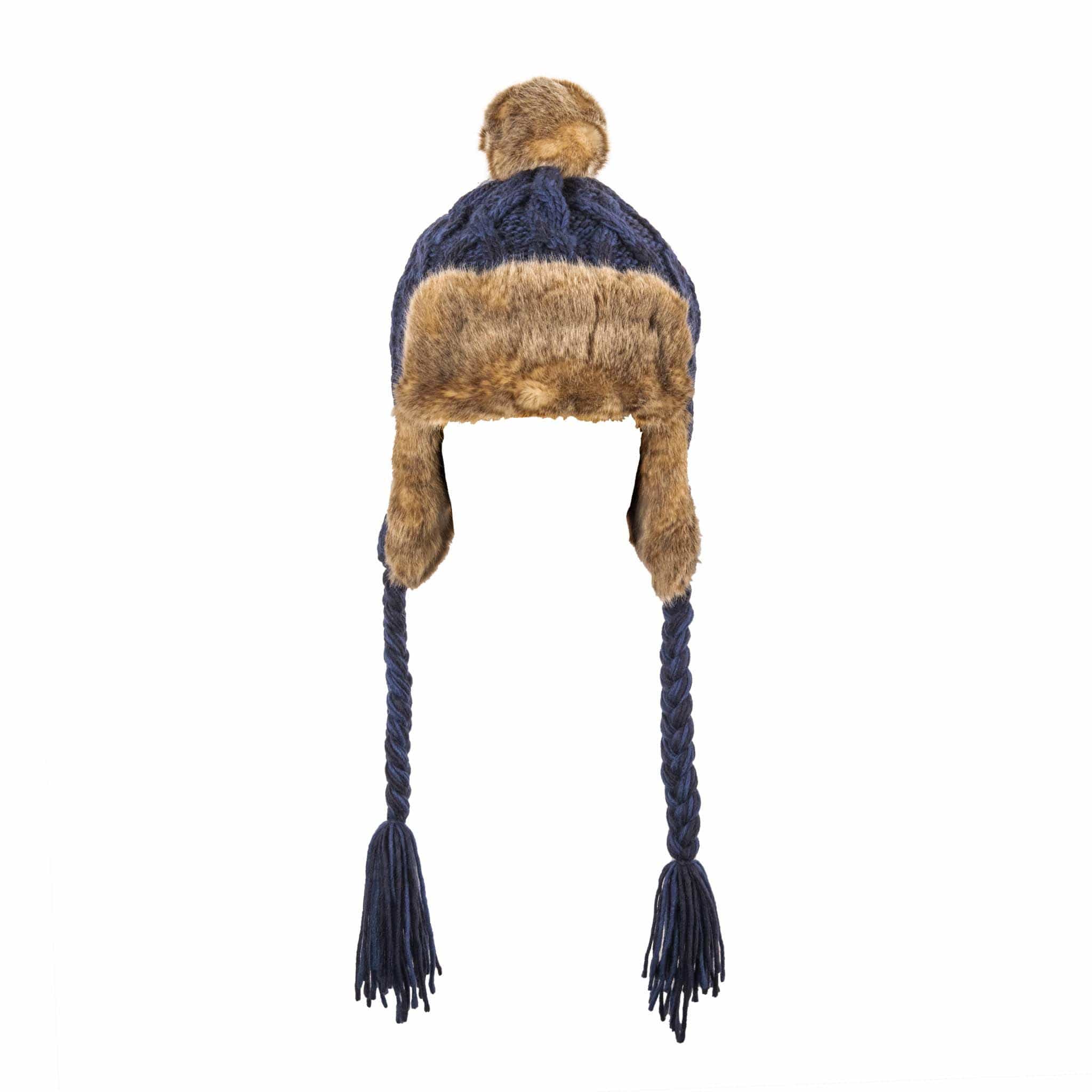 Aran Cable Trapper Hat | Chunky Knit Design | Faux Fur Lined