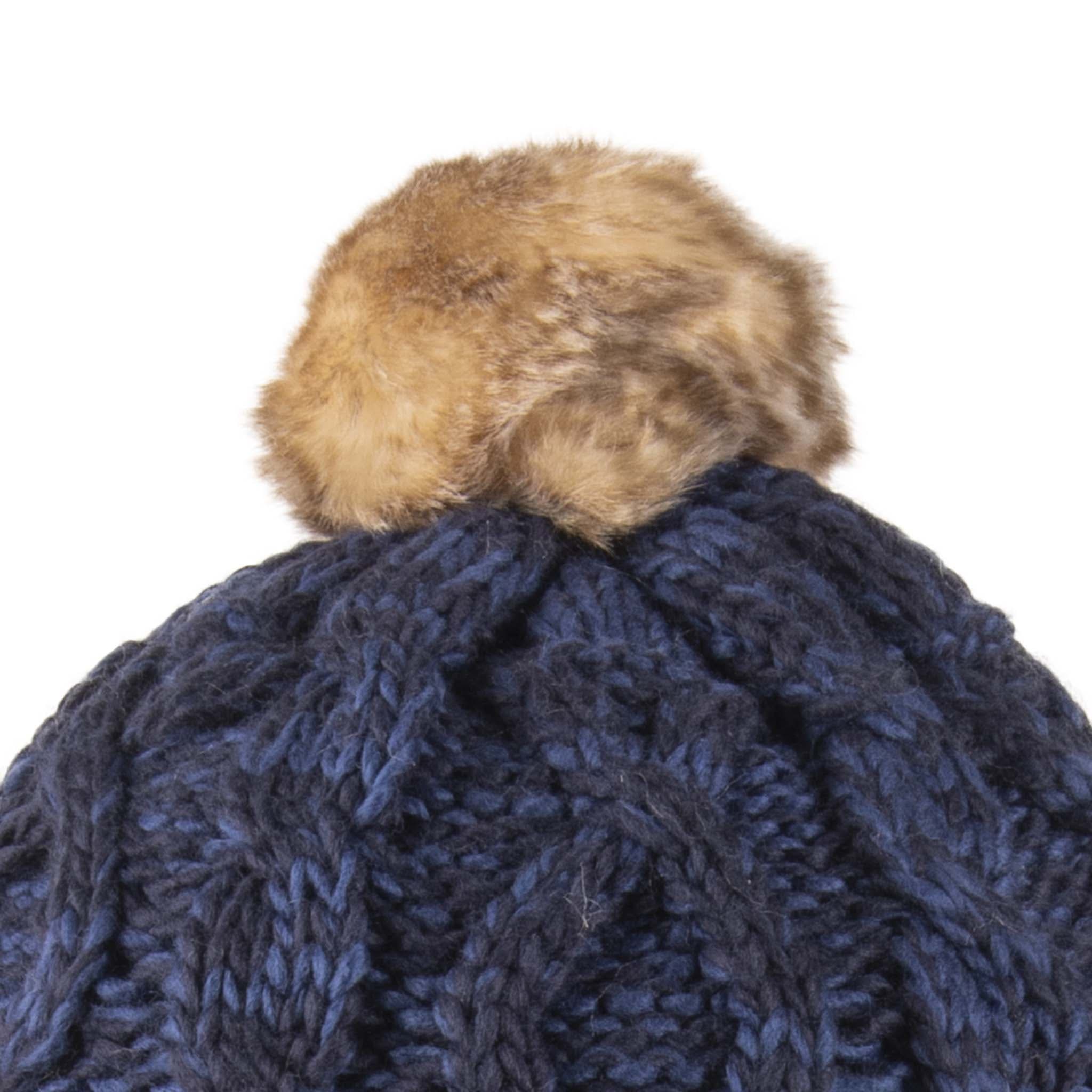 Aran Cable Trapper Hat | Chunky Knit Design | Faux Fur Lined