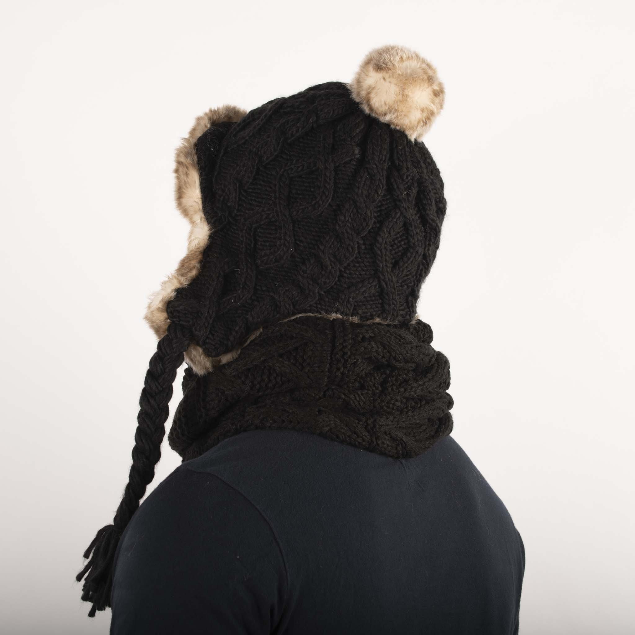 Aran Cable Trapper Hat | Chunky Knit Design | Faux Fur Lined