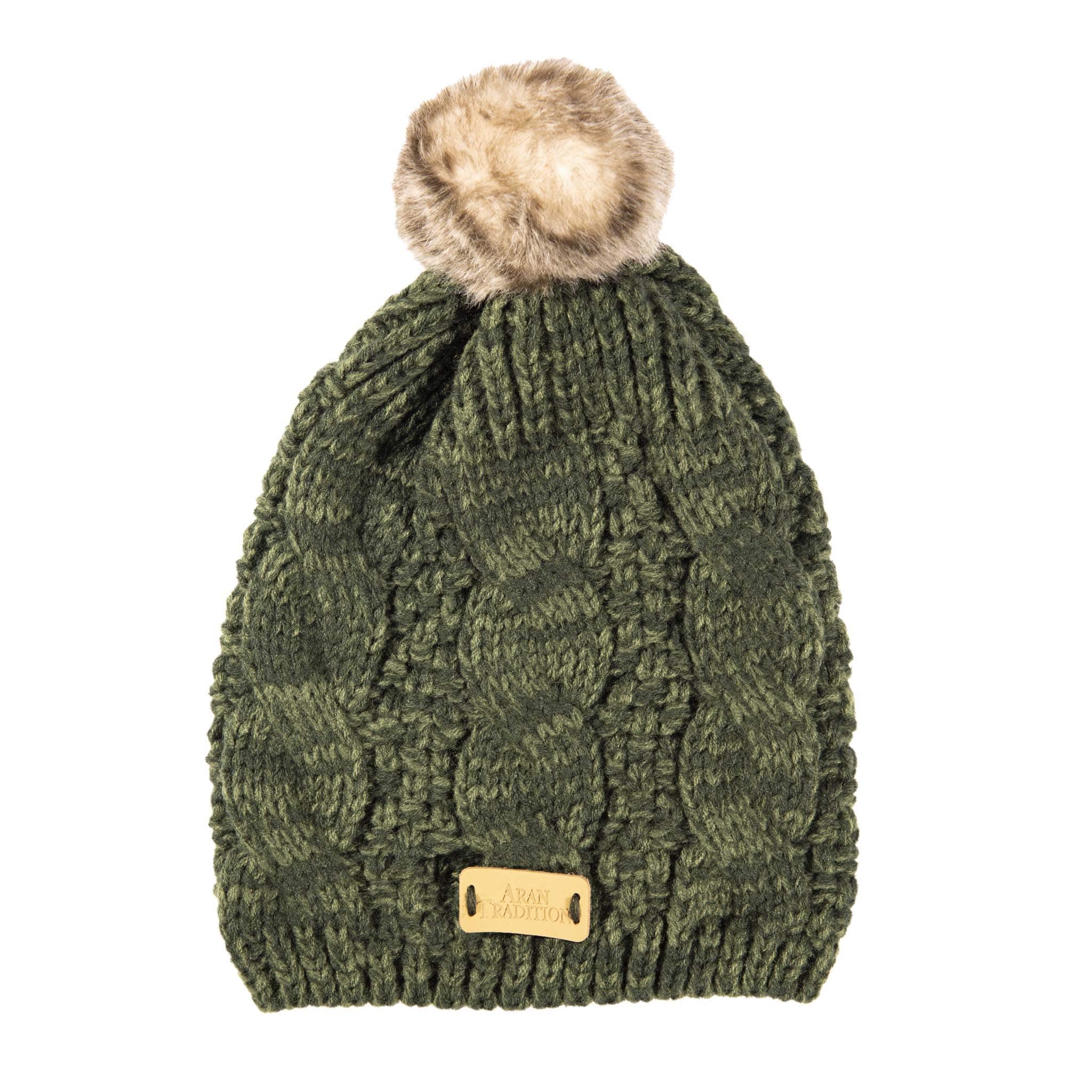 Shop the Stylish Aran Cable Tammy Hat with Faux Fur Trim