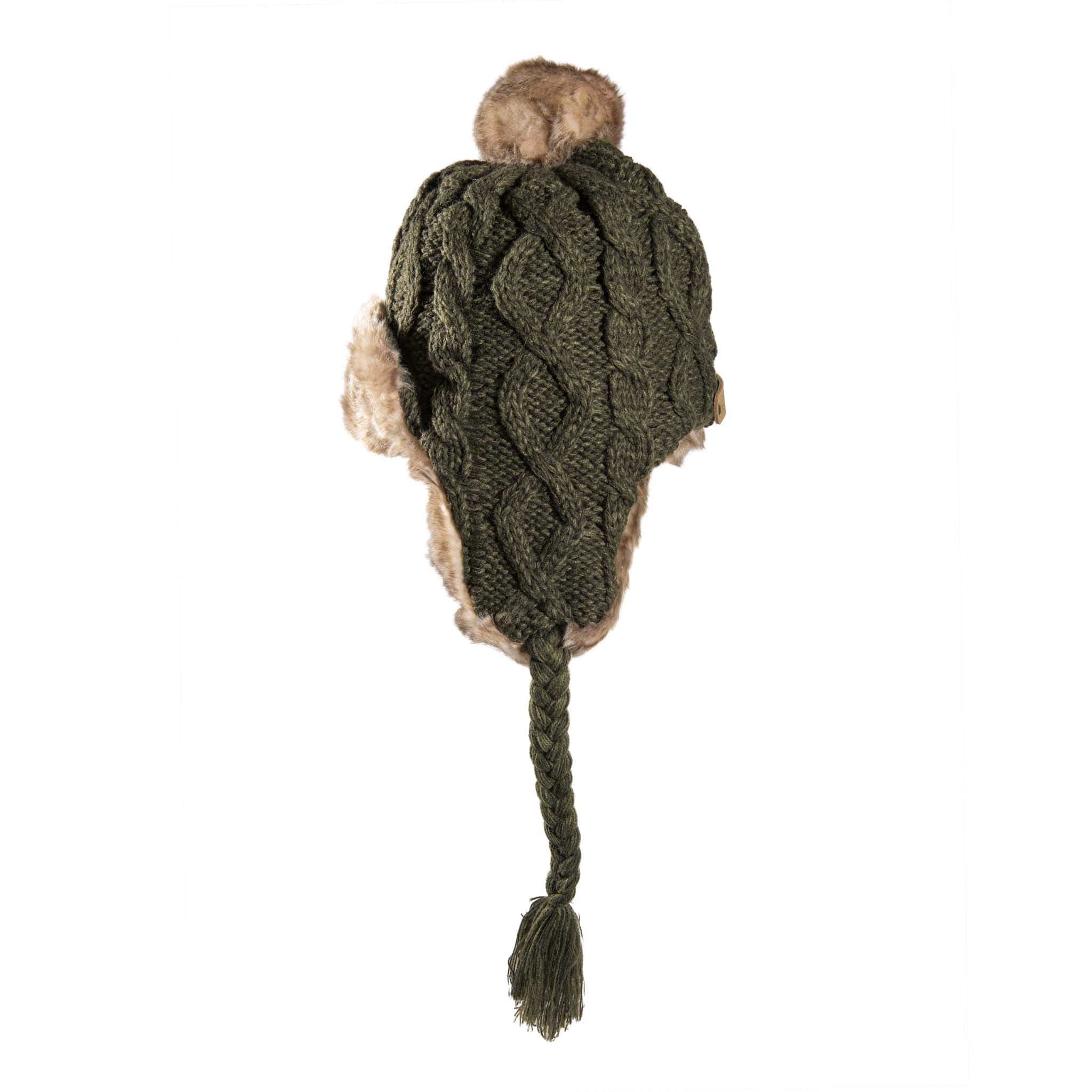 Aran Cable Trapper Hat | Chunky Knit Design | Faux Fur Lined