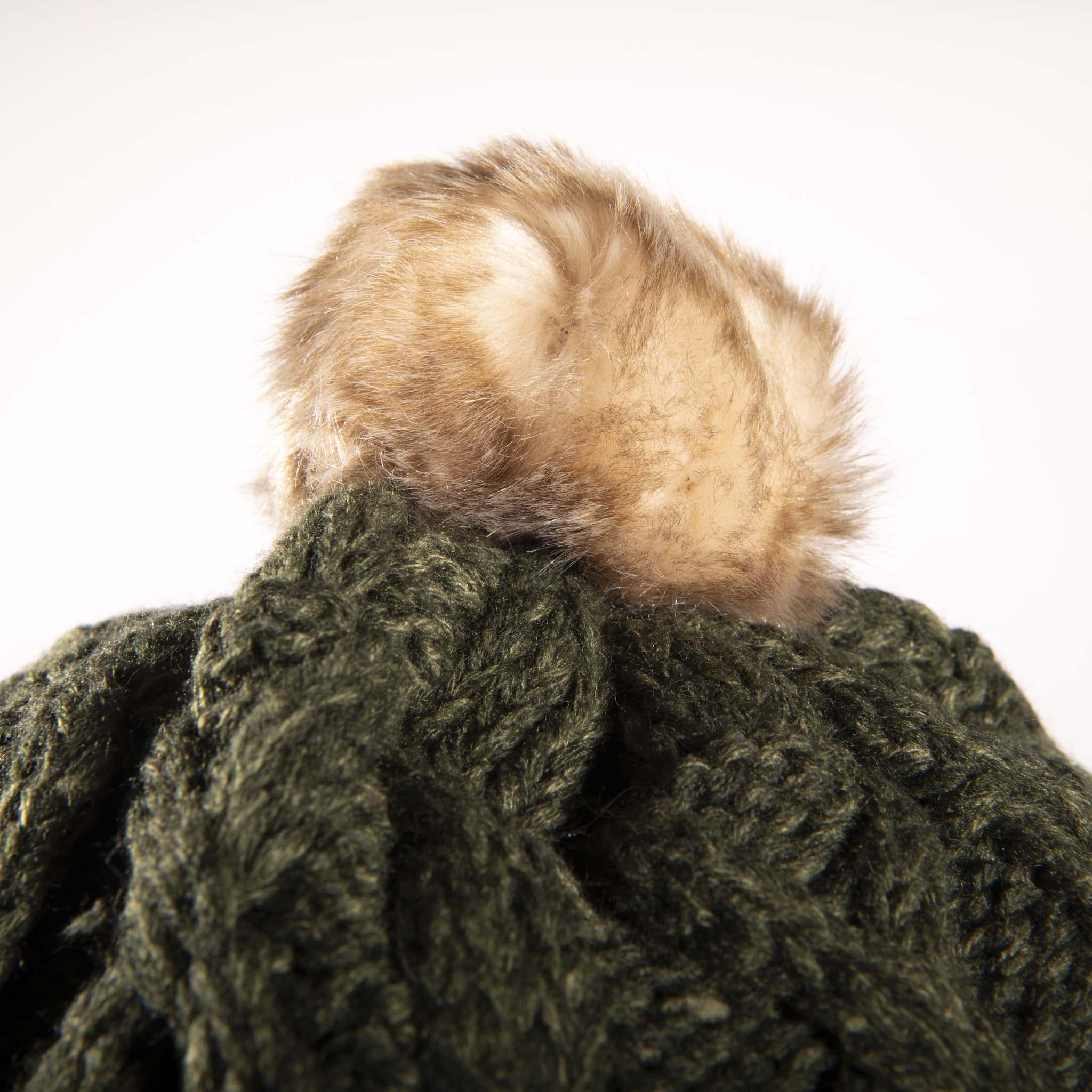Aran Cable Trapper Hat | Chunky Knit Design | Faux Fur Lined