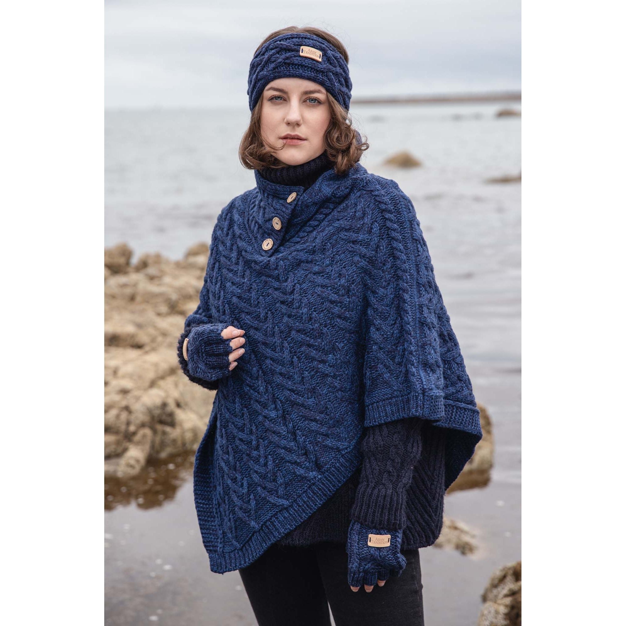 Aran Classic Cable Fingerless Gloves | Soft Cozy Knit Design