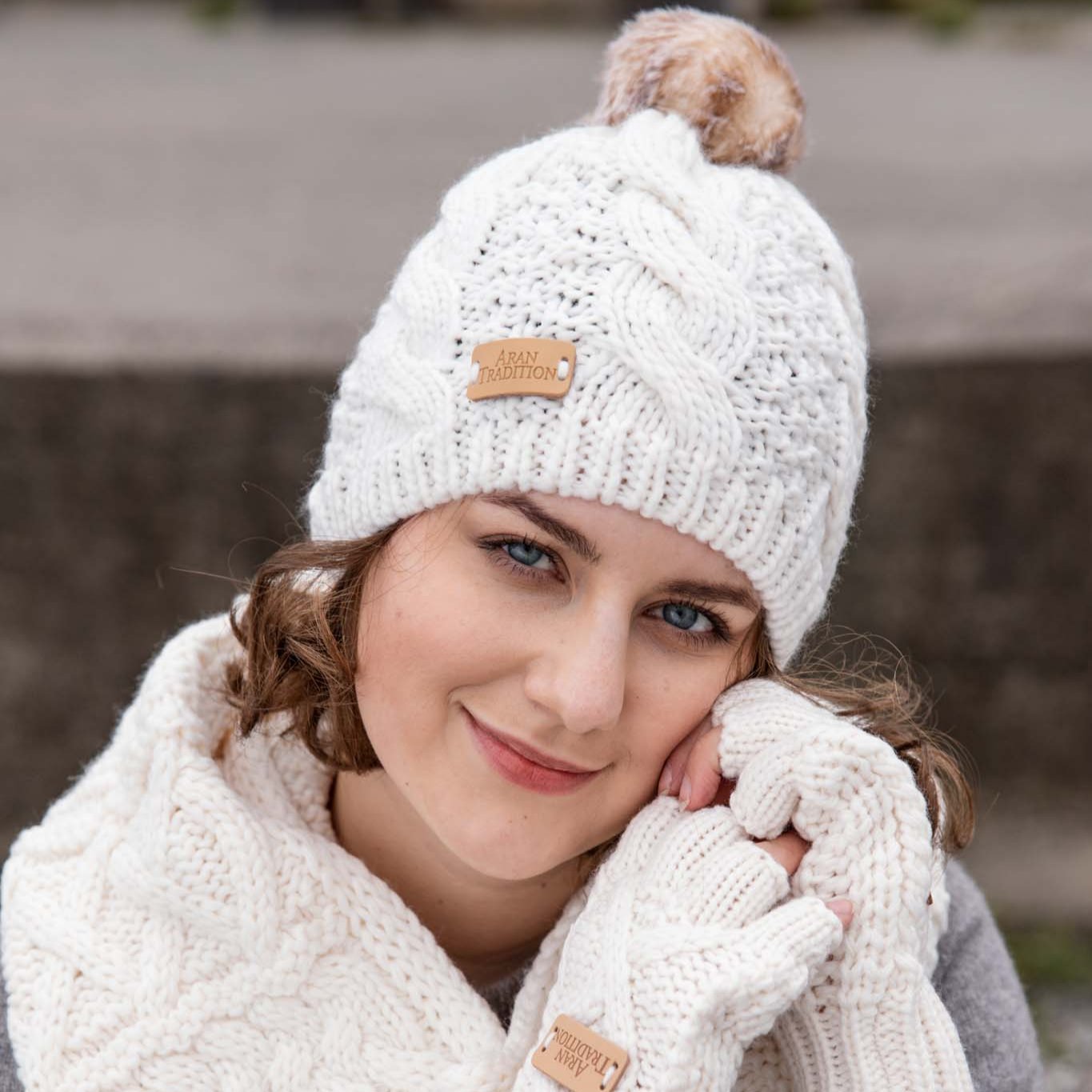 Shop the Stylish Aran Cable Tammy Hat with Faux Fur Trim