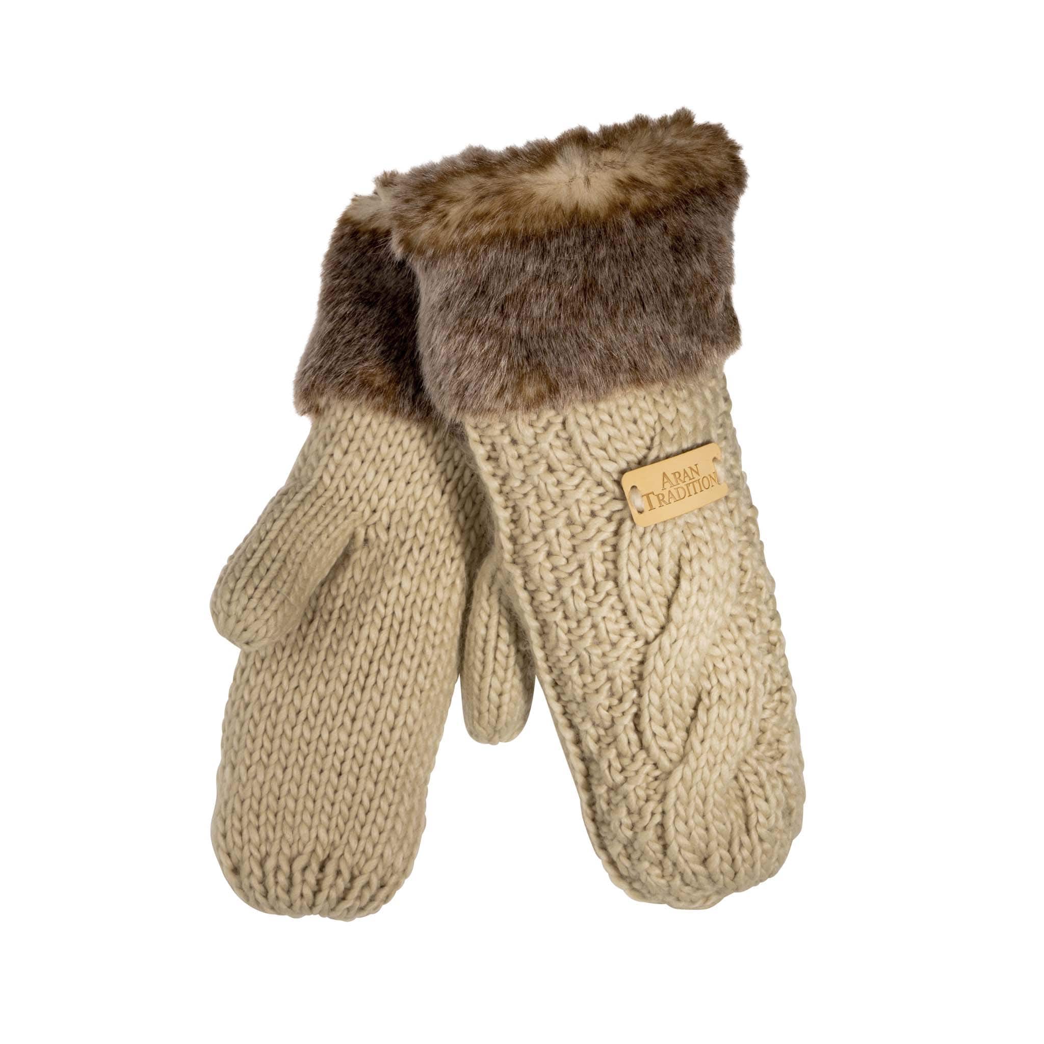 Stay Cozy & Luxurious with Aran Cable Fur Trim Mittens