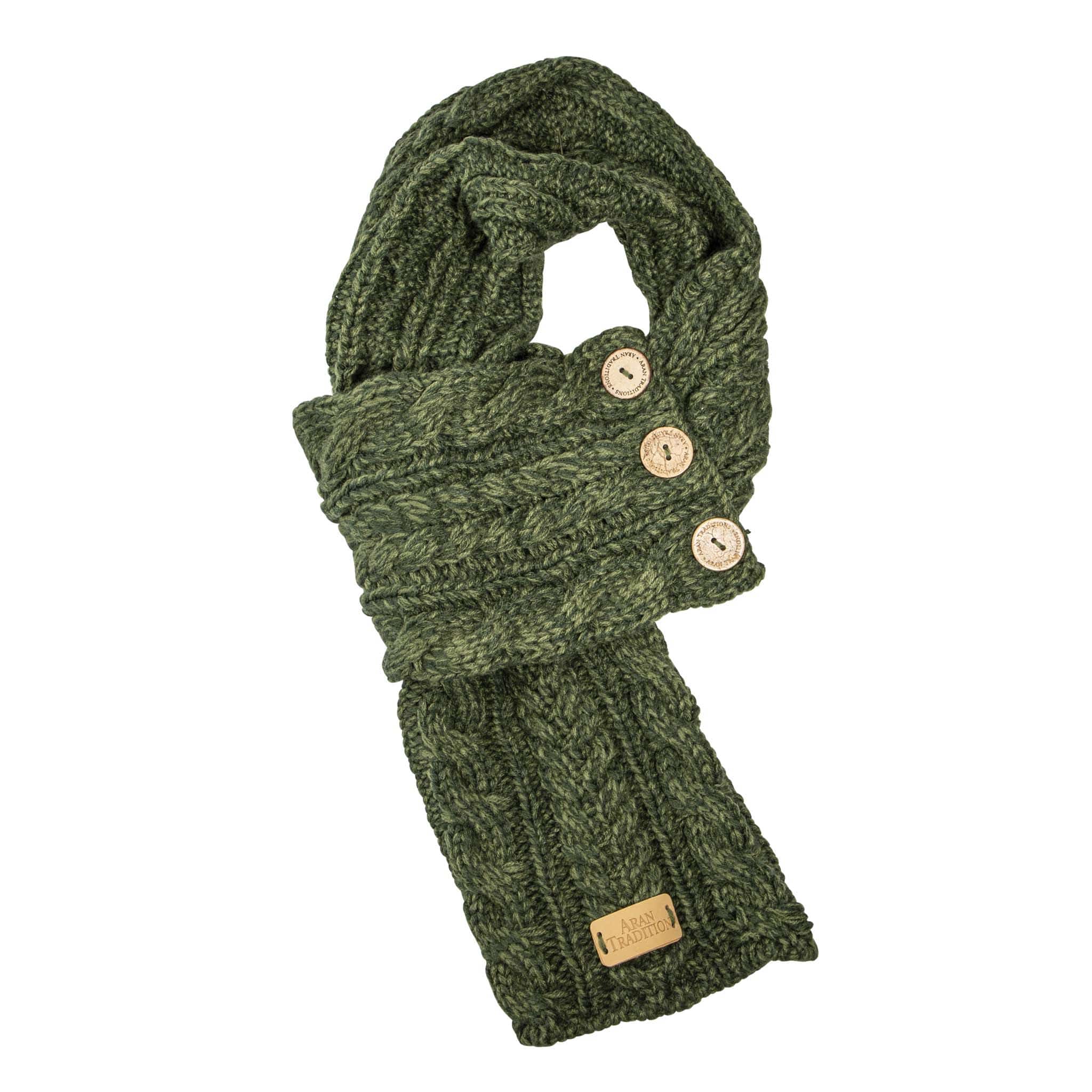 Dark Green Button Wrap Scarf