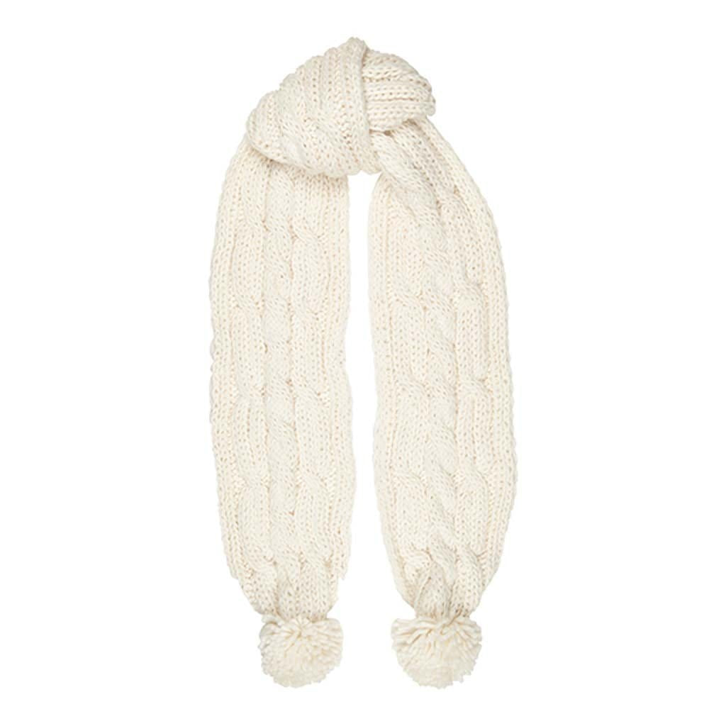 Elevate Your Winter Style with Aran Cable Knit Pom Pom Scarf
