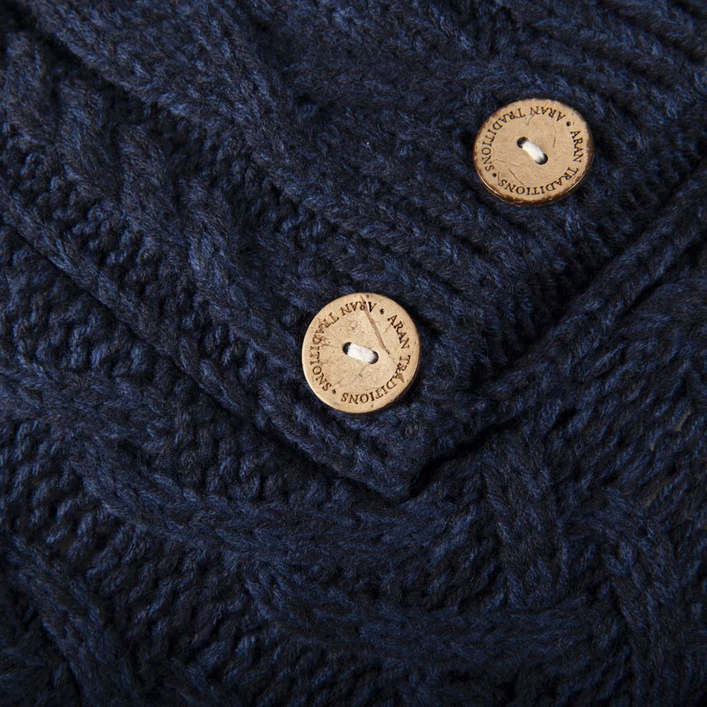 Aran Cable Knit Button Poncho | Chunky Aran Cable Design