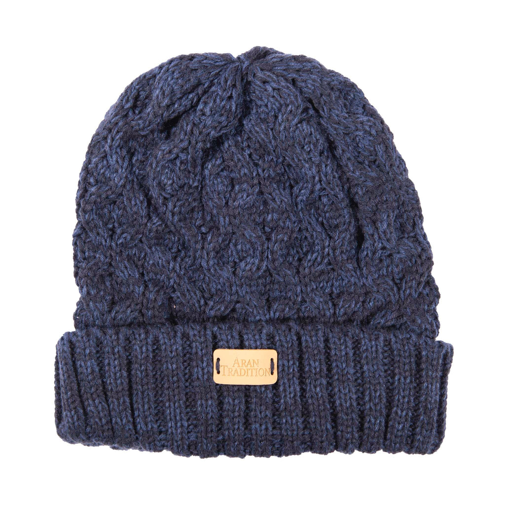 Aran Cable Knit Beanie Hat | Traditional Honeycomb Design