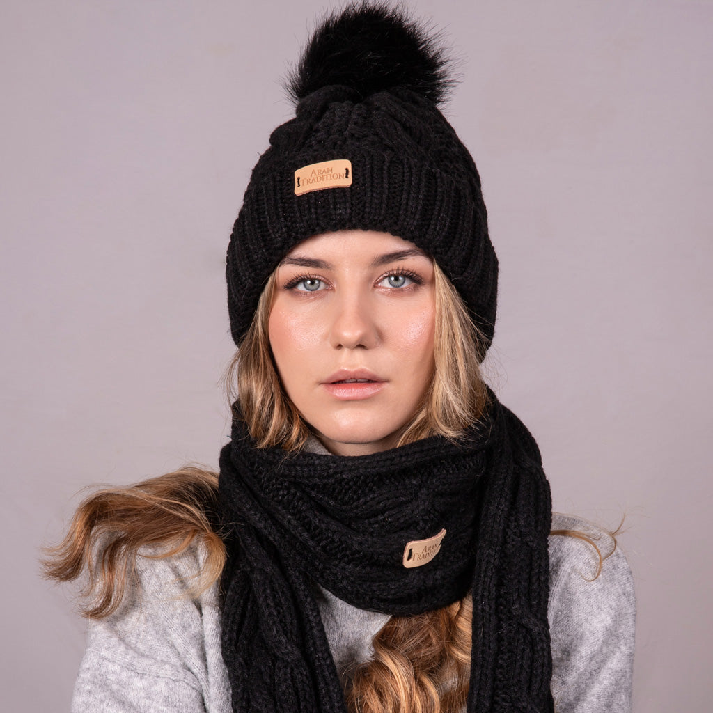 Stay Cozy & Chic with Aran Cable Pom Pom Hat | Traditional Cable Knit