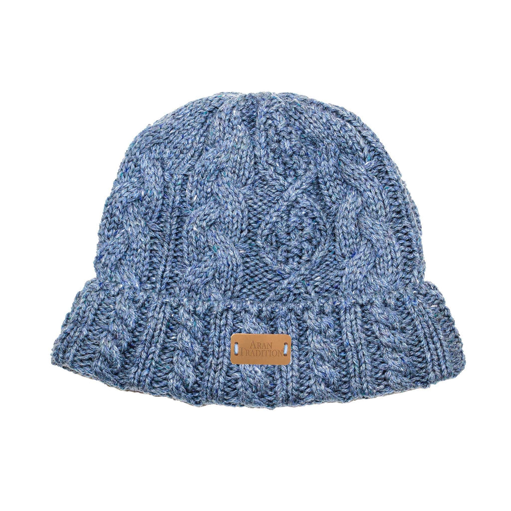 Experience Cozy Elegance with Aran Donegal Cable Turn up Beanie Hat
