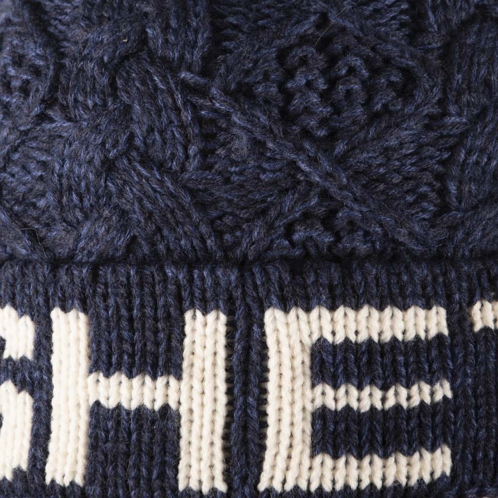 Aran Diamond Cable Shetland Pom Pom Hat | Chunky Knit