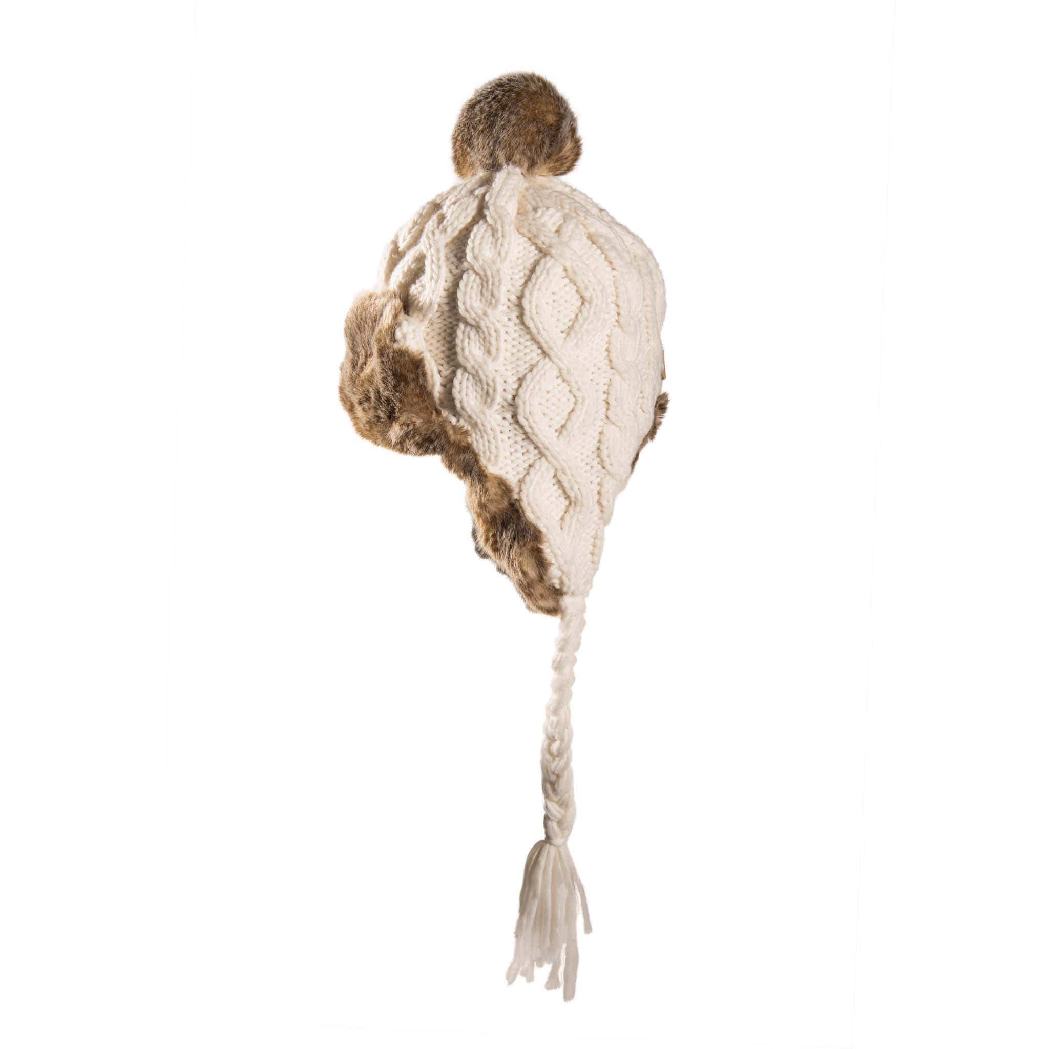 Aran Cable Trapper Hat | Chunky Knit Design | Faux Fur Lined