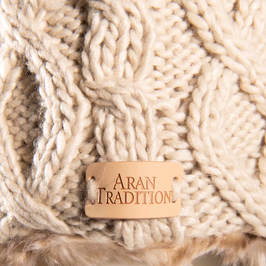 Aran Cable Trapper Hat | Chunky Knit Design | Faux Fur Lined