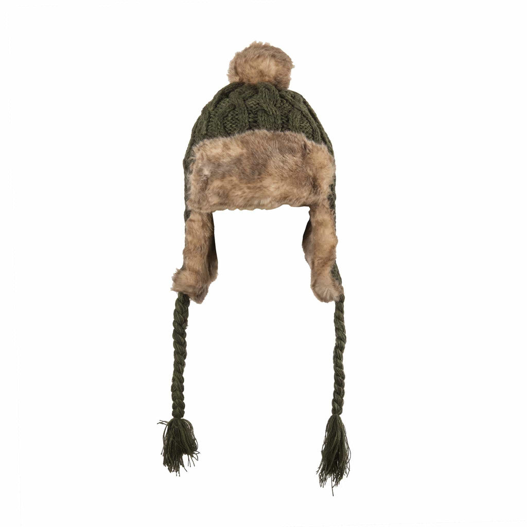 Aran Cable Trapper Hat | Chunky Knit Design | Faux Fur Lined