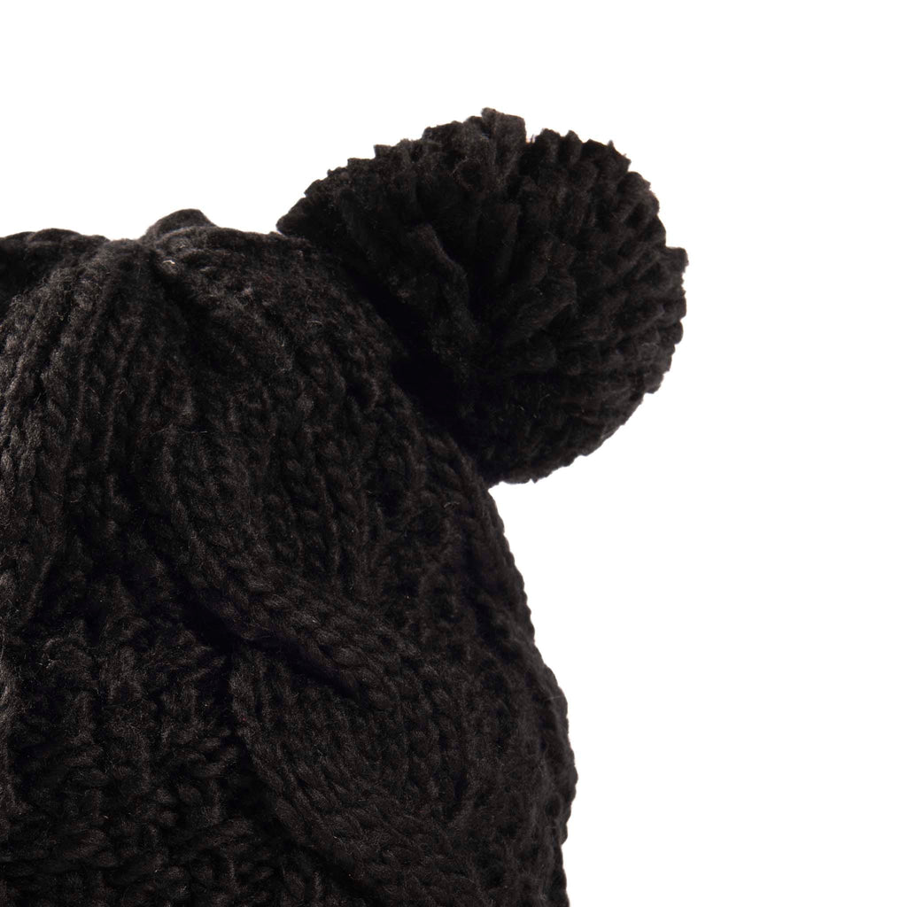 Stay Cozy & Playful with Aran Cable Double Pom Pom Hat