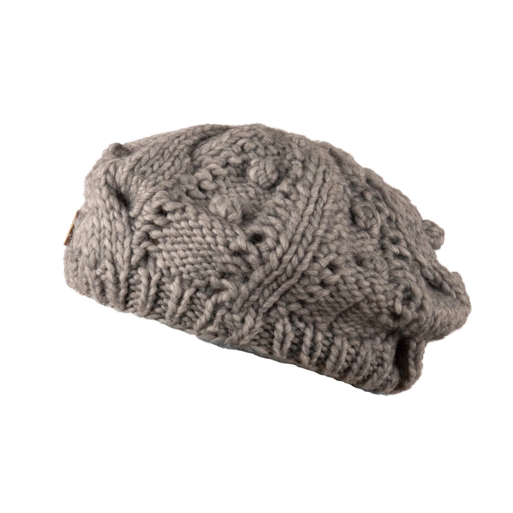 Aran Lace Cable Beret Hat | Chunky Cable Lace Knit