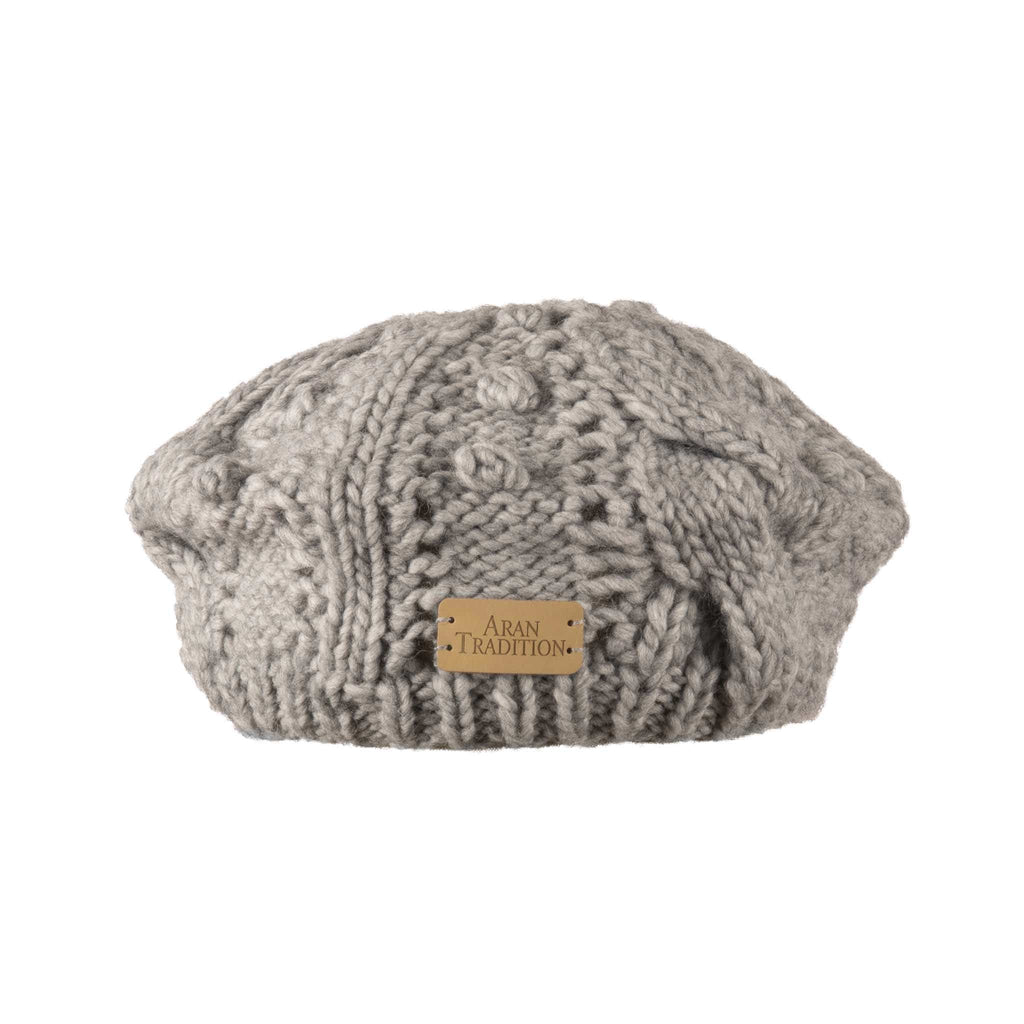 Aran Lace Cable Beret Hat | Chunky Cable Lace Knit