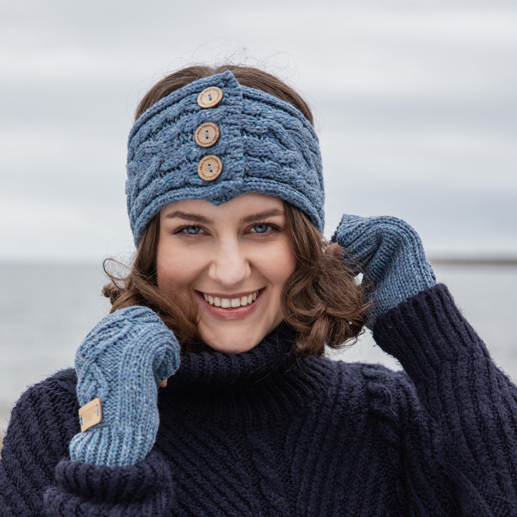 Stay Cozy and Chic with Aran Donegal Cable Button Headband