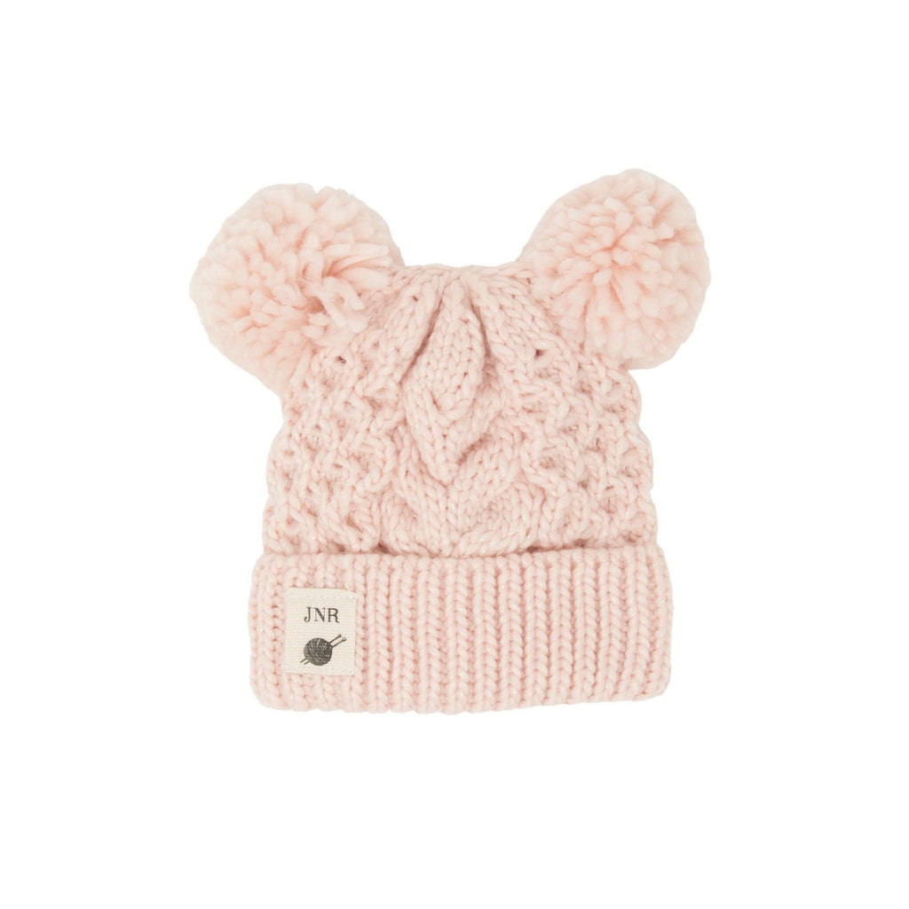 Aran Junior Sparkle Cable Double Yarn Pom Hat | Chunky Cable Knit