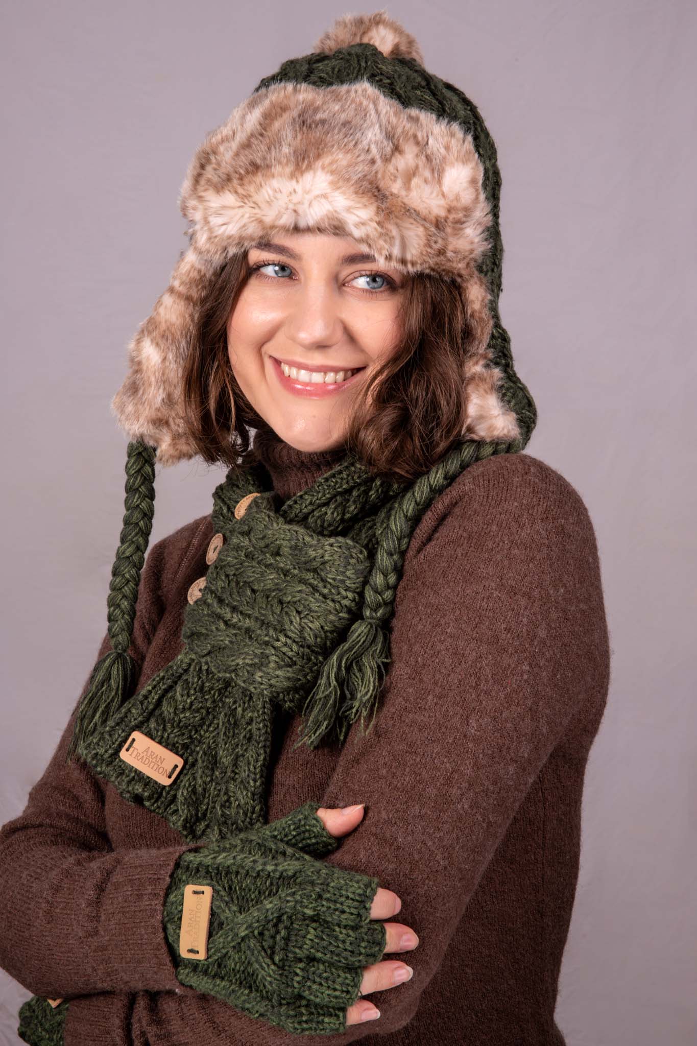 Alfie Trapper Hat Brown - Erin Knitwear