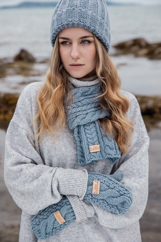 Stay Cozy & Chic with Aran Cable Knit Mittens | Diamond Cable Design