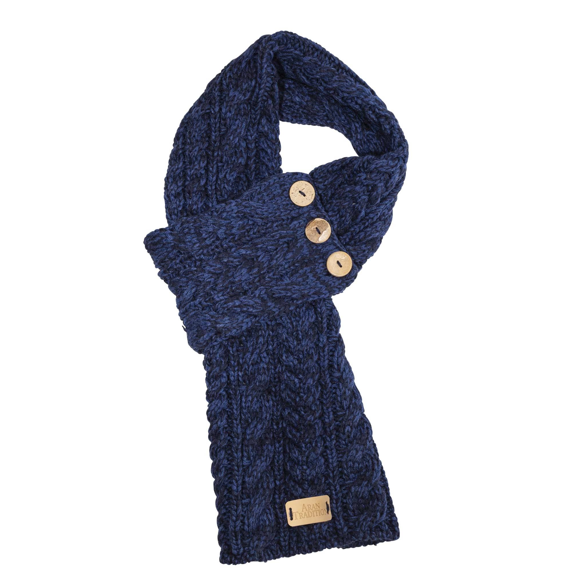 Navy Button Wrap Scarf 