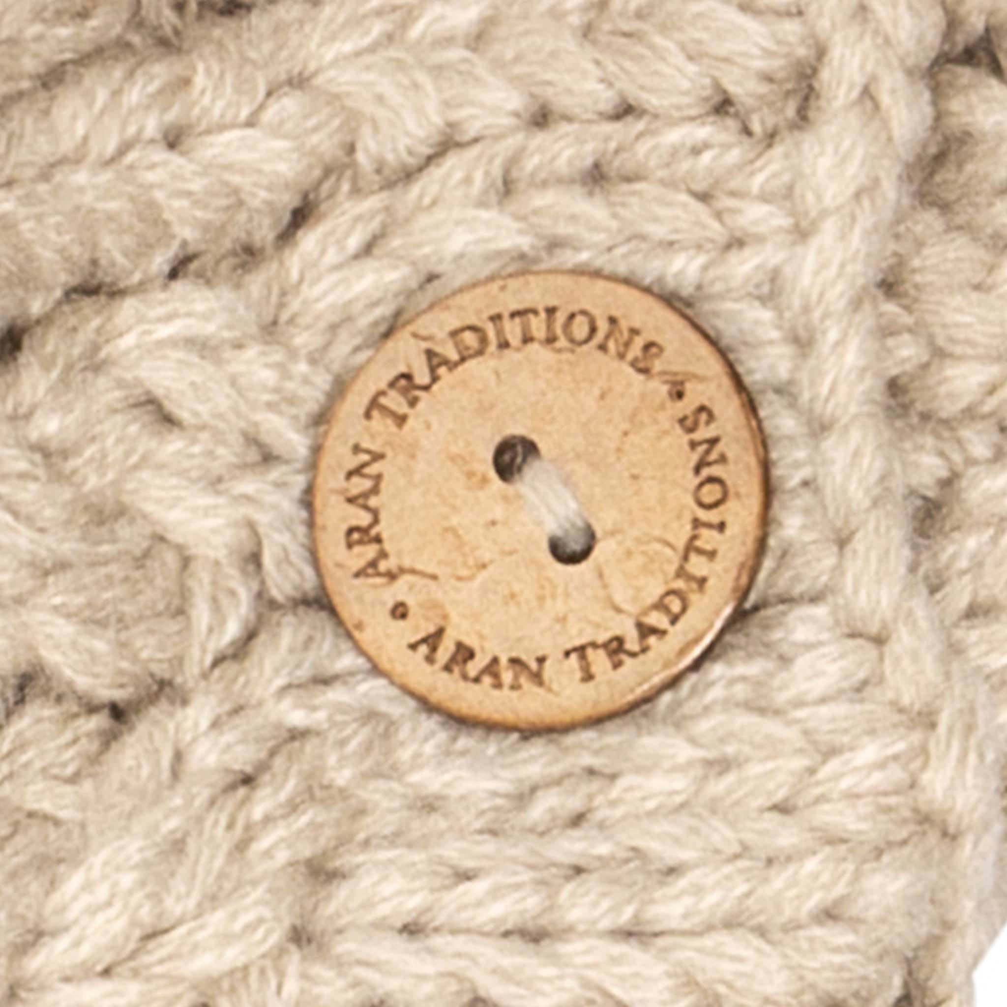 Oatmeal Button Wrap Scarf close up
