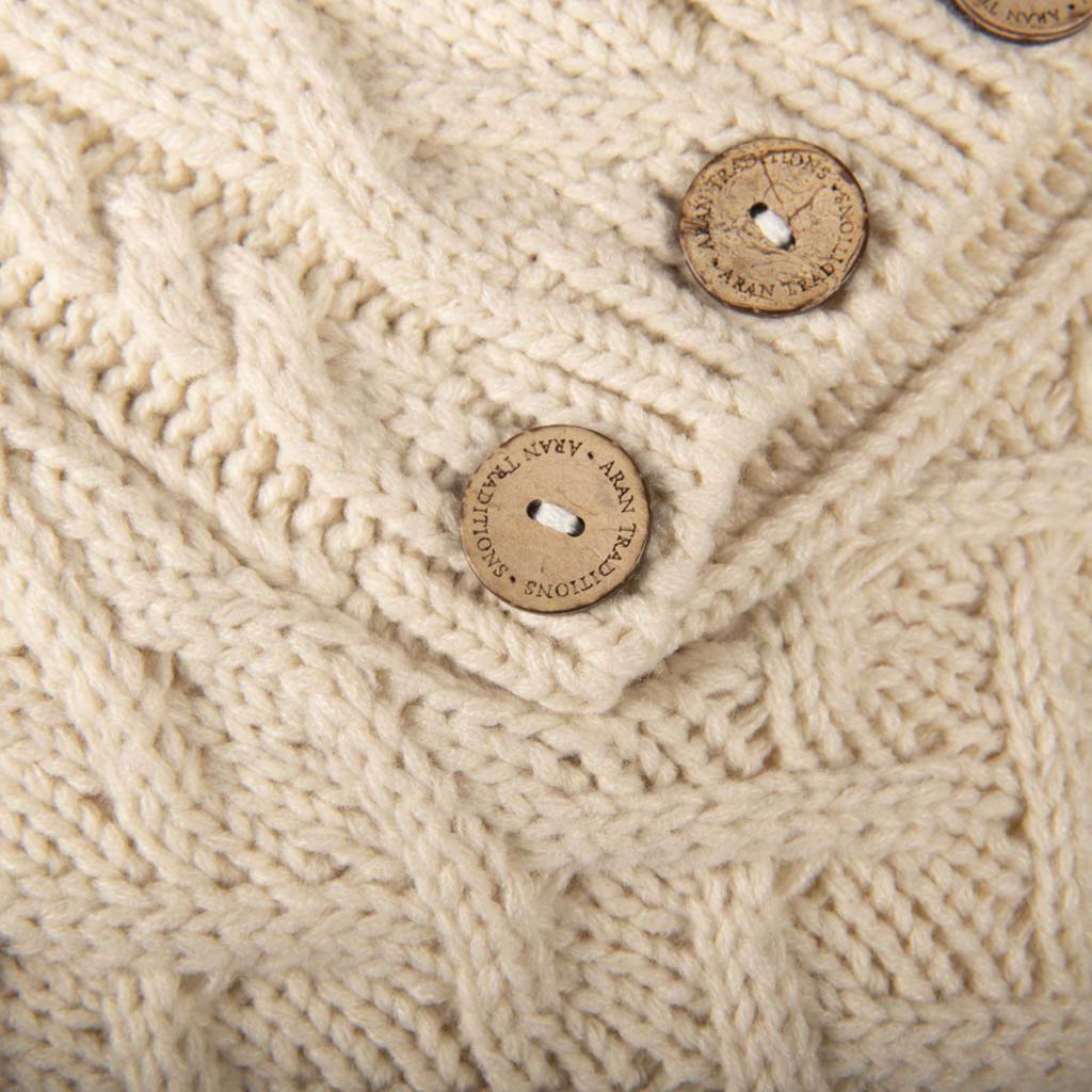 Aran Cable Knit Button Poncho | Chunky Aran Cable Design