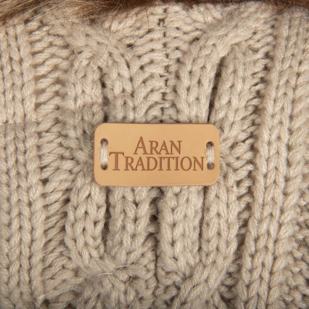 Aran Multi Cable Fur Edge Serape Shawl | Cozy Winter Accessory