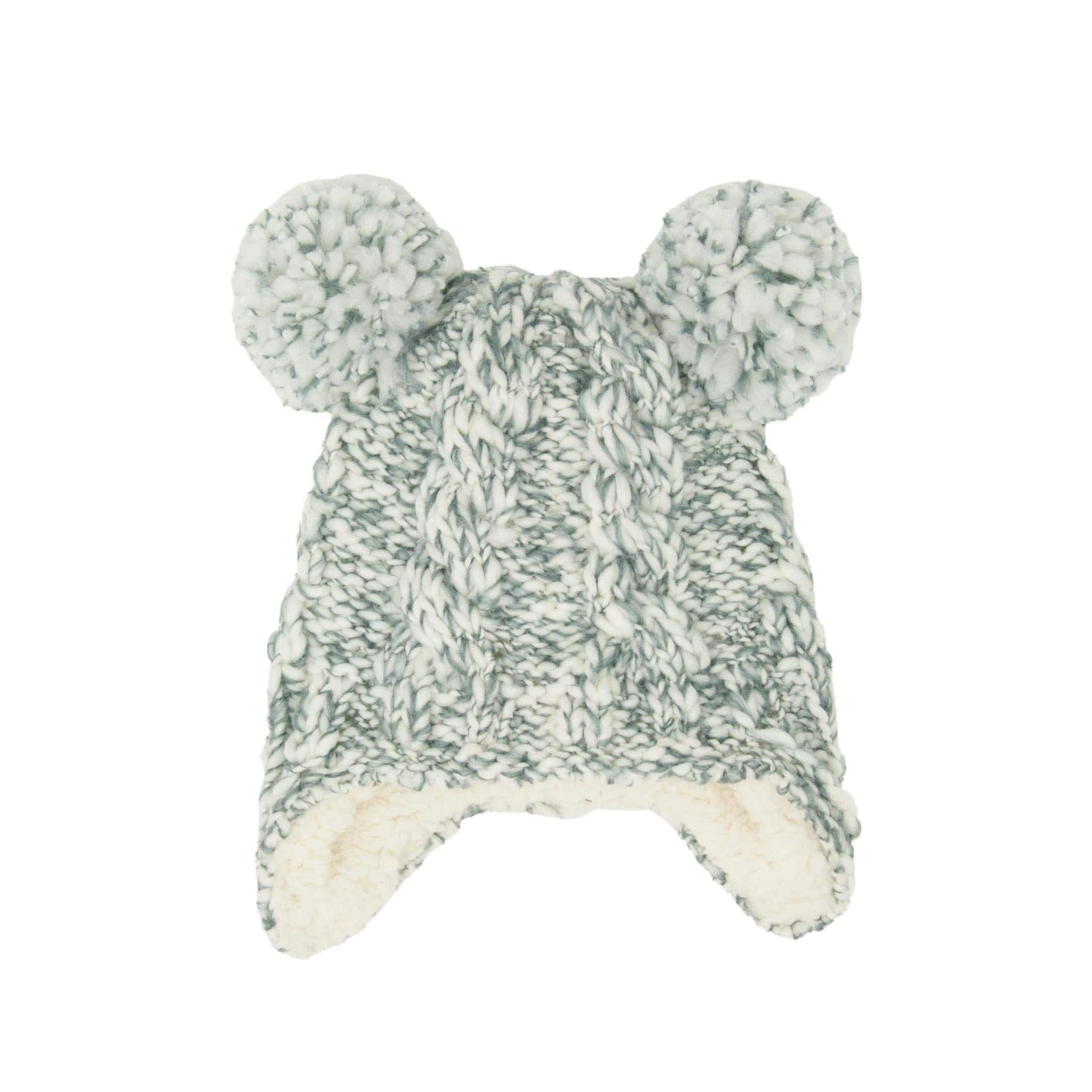 Aran Junior Cable Pom Pom Fleece Lined Hat | Cute 'Mini-Me' Design